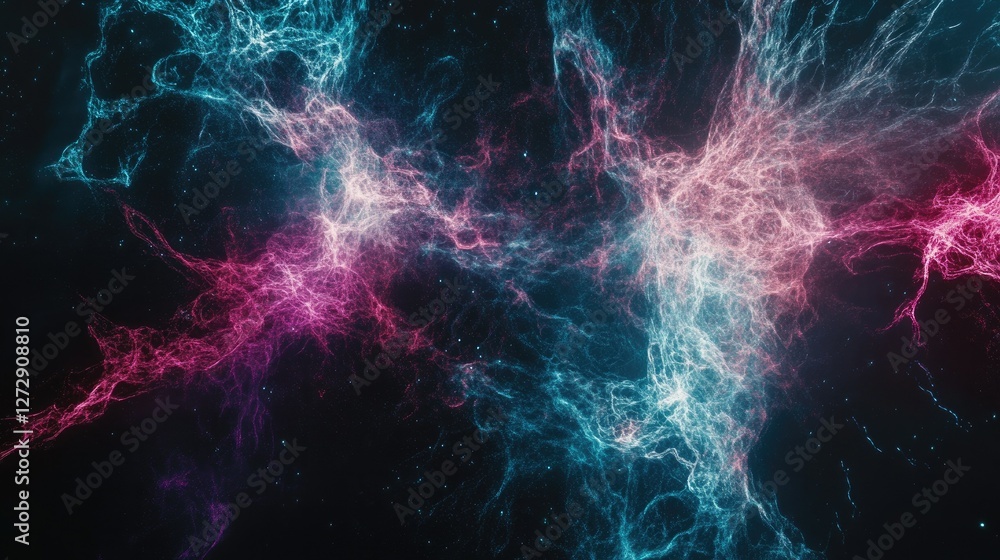 Poster A futuristic neon fractal pattern resembling interconnected cosmic energy fields