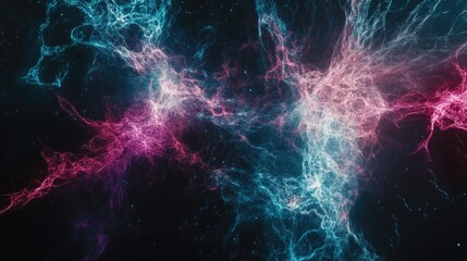 Obraz premium A futuristic neon fractal pattern resembling interconnected cosmic energy fields