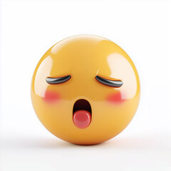 Fototapeta premium Disappointed Expression Downturned lips yellow emoticon on white background