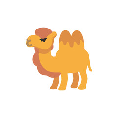 Bactrian camel isolated on white background. Vector cartoon clipart. 