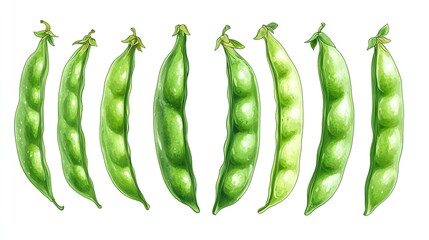 freshly harvested fava bean isolated on transparent background for culinary design projects,health themed illustrations featuring organic vegetables,plant based nutrition
