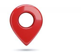 Red Location Pin Icon on White Background for Maps and Navigation