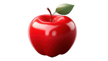 Obraz premium Red Apple 3D Cartoon Style Illustration on White Background