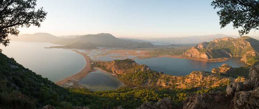 Sunset view from the top of Iztuzu beach. Ortaca district, Mugla province, Turkey country