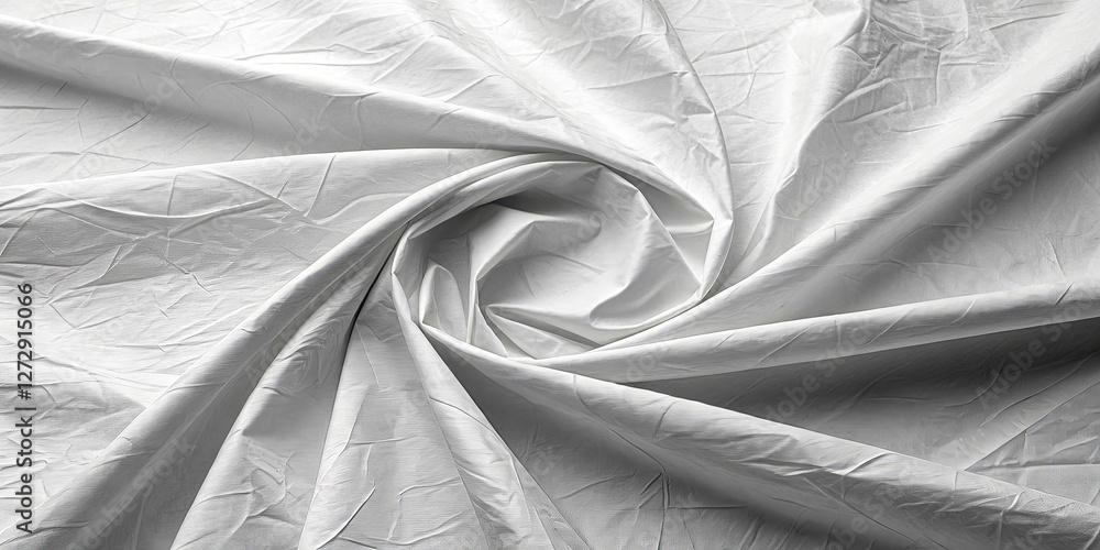 Poster a white fabric is rolled up in a spiral