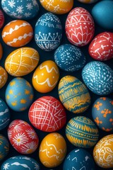 Obraz premium Colorful easter eggs forming a festive background celebrating spring holidays