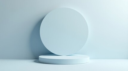 Pastel Blue Oval Display Platform and Background for Product Presentation
