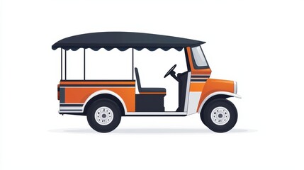 Fototapeta premium Colorful auto rickshaw transport urban street illustration creative design side view cultural symbol