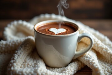 Warmth, Comfort, and a Sweet Cocoa Heart in a Cozy Knitted Blanket
