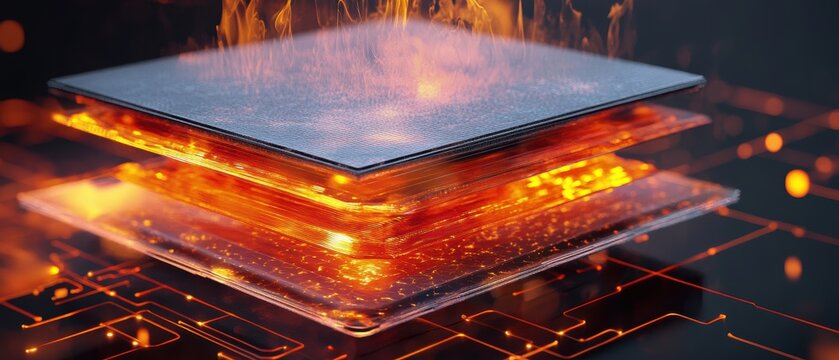 High-temperature image analysis of fire-resistant material layers in research facility