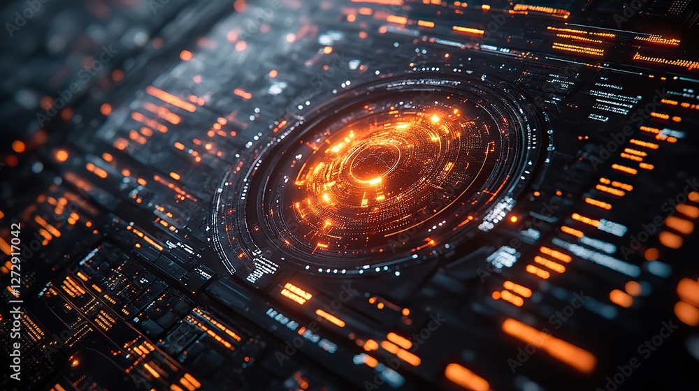 Poster futuristic hud interface with global network connections in 3d digital illustration showcasing advan