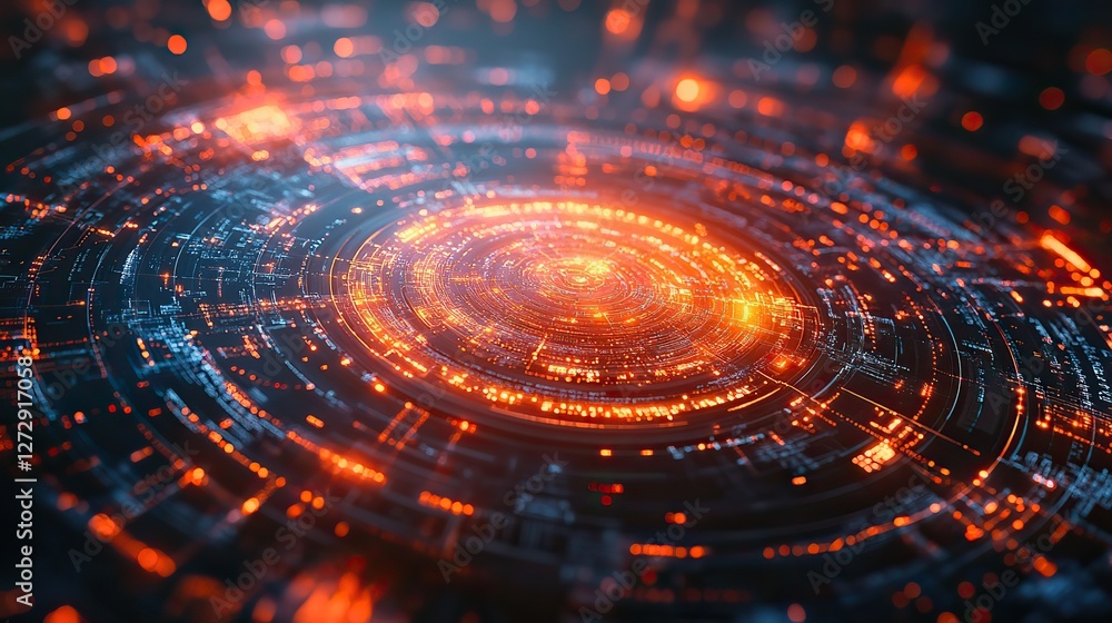 Poster futuristic hud interface with global network connections in 3d digital illustration showcasing advan