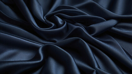 Fototapeta premium Navy Blue Silk Fabric with Gentle Folds and Soft Shadows