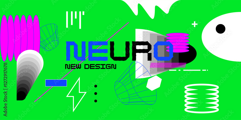 Poster abstract background with various bright geometric shapes. concise design. a composition of figures o