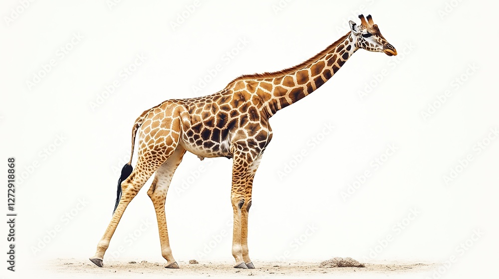 Poster giraffe standing tall with distinctive spotted pattern isolated on a transparent png background for 
