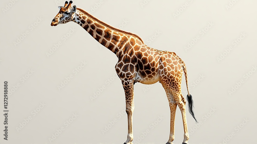 Poster giraffe standing tall with distinctive spotted pattern isolated on a transparent png background for 