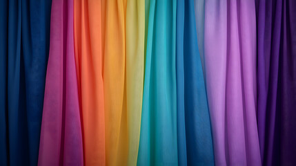 Curtain Being Pulled to Reveal Vibrant Colors in an Abstract Setting
