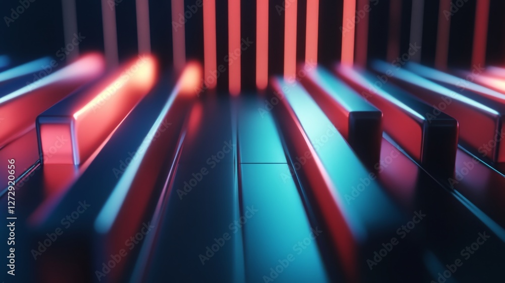 Aufkleber a close-up of a high-tech d bar chart, featuring glossy bars in different heights and glowing accent