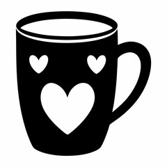 Vector Mug Art Heart Pattern Silhouette
