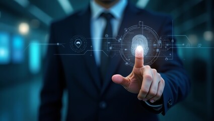 Futuristic Business Innovation: A Visionary Leader Interacting with Digital Technology