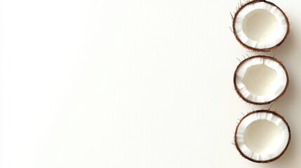 Slicing fresh coconuts for smoothies kitchen food preparation bright top-down view healthy living