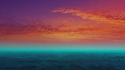 Obraz premium Energetic clouds reflecting sunset orange and teal on the water.