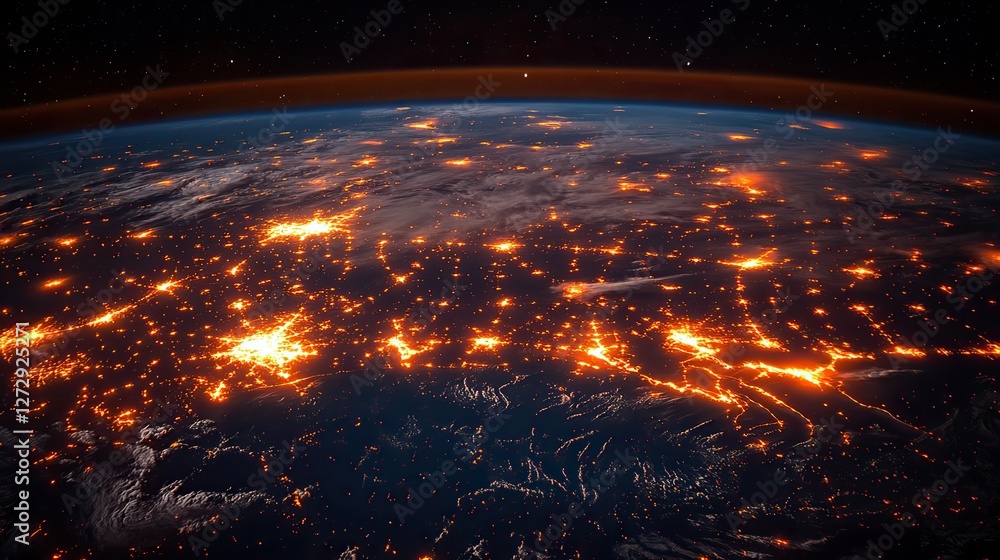 Poster global communication network concept with interconnected business nodes and human resources collabor