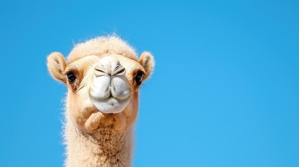 Obraz premium Desert Camel Portrait Against Clear Sky