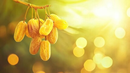 Harvesting fresh dates on a bright sunny day nature photography outdoor setting close-up view