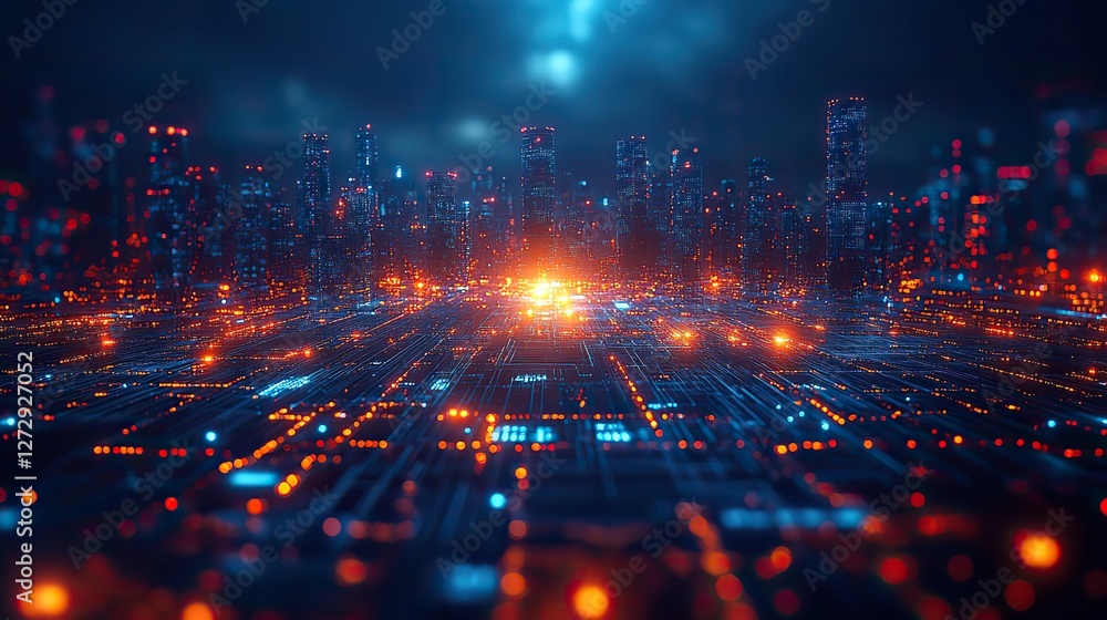 Poster global technology vista a 3d illustration of earth from space highlighting cryptocurrency and bitcoi