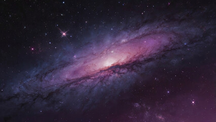 Fototapeta premium Starry skies blending deep black with glowing galaxy purple.