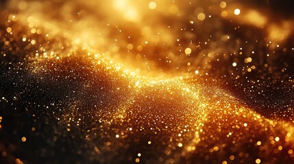Obraz premium glowing abstract golden bokeh background with soft blurred sparkles ideal for festive holiday designs elegant event visuals and luxurious celebration themes