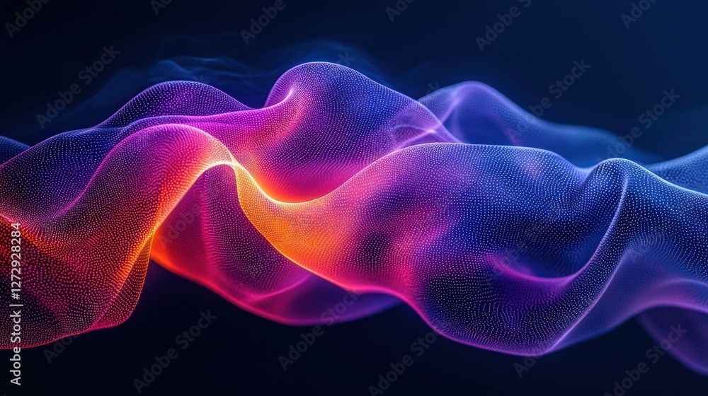 Poster dynamic abstract background featuring colorful waves with fluid movement and energy