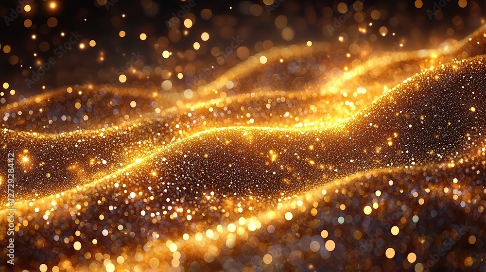 Aufkleber gold abstract bokeh background with shimmering light effects and soft glowing particles perfect for 
