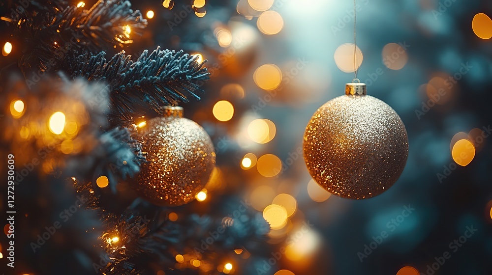 Poster golden bokeh lights abstract background with soft blurred glow for elegant and festive designs perfe