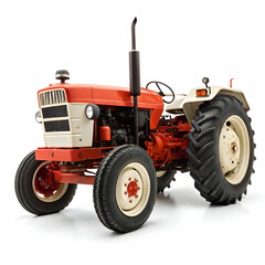 A classic farm tractor with a timeless design is displayed, showcasing its sturdy build and vintage charm.