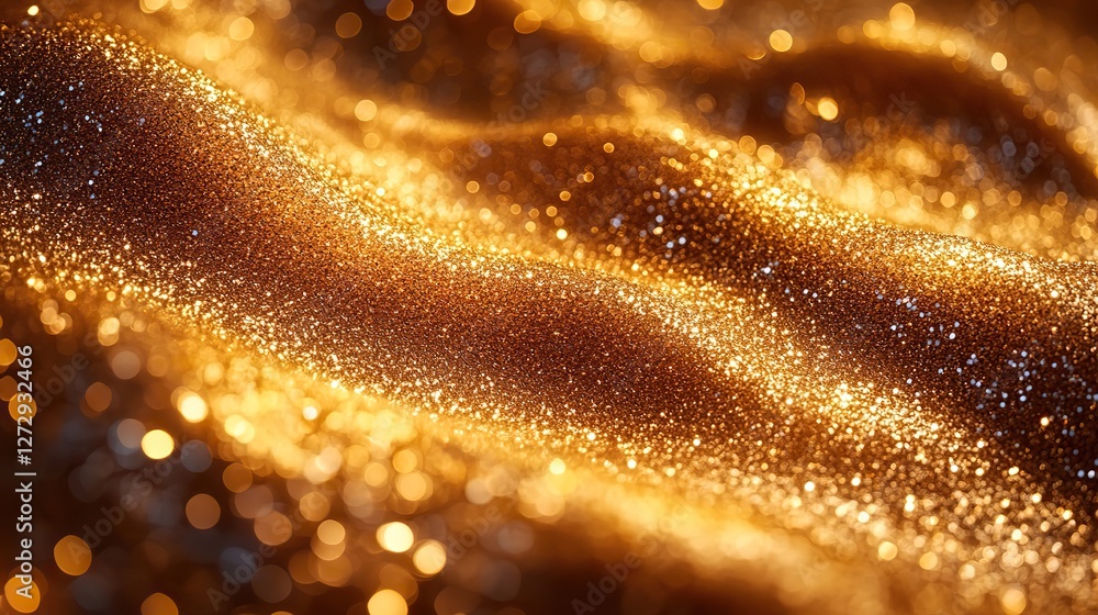 Poster golden sparkling bokeh abstract background with soft blur and shimmering light effects ideal for fes