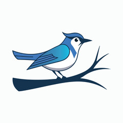 a logo featuring a stylized bluebird perched on a branch. The bird is depicted in a simple, geometric style with shades of blue, white, and black