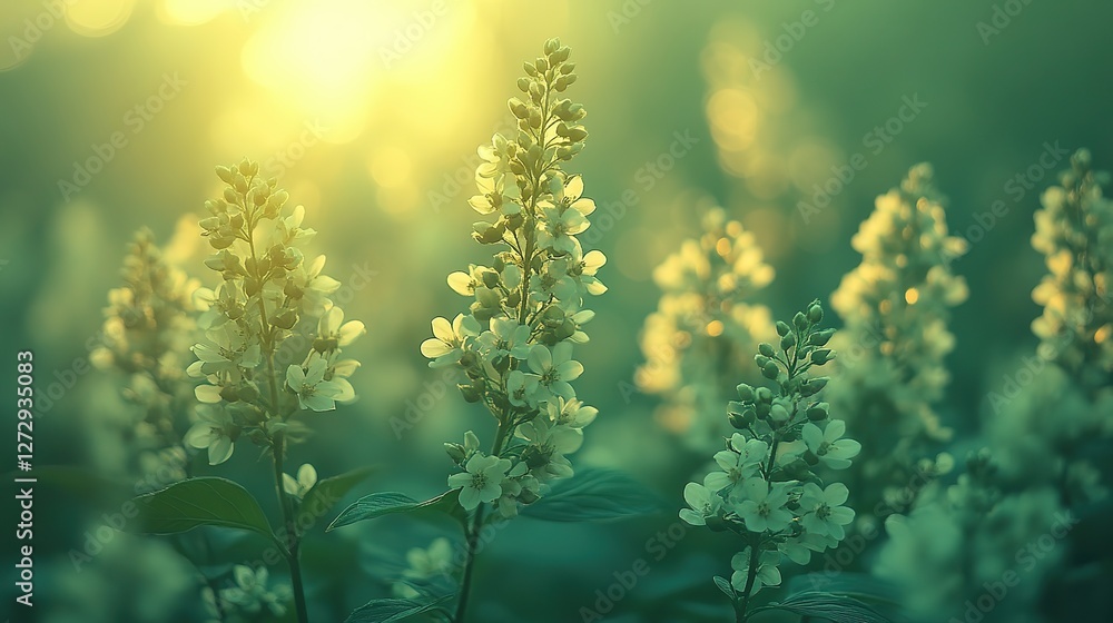 Poster green blurred bokeh background illustration featuring soft light effects for serene and tranquil vis