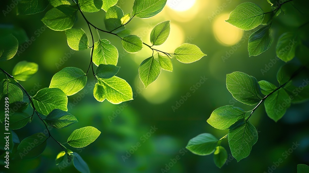 Aufkleber green blurred bokeh background illustration featuring soft light effects for serene and tranquil vis