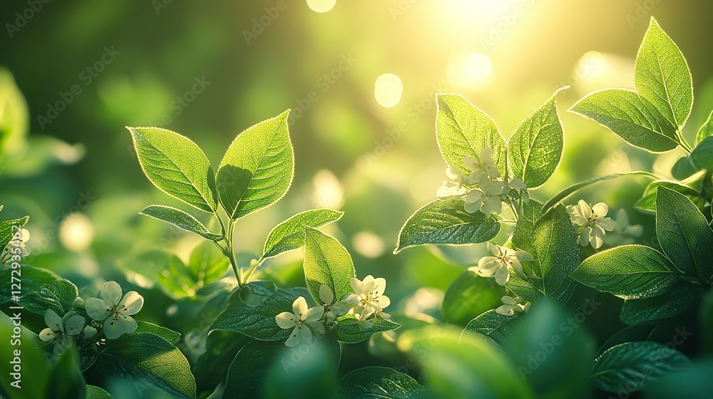 Aufkleber green bokeh background with soft light effects for natural and serene design projects and vibrant vi