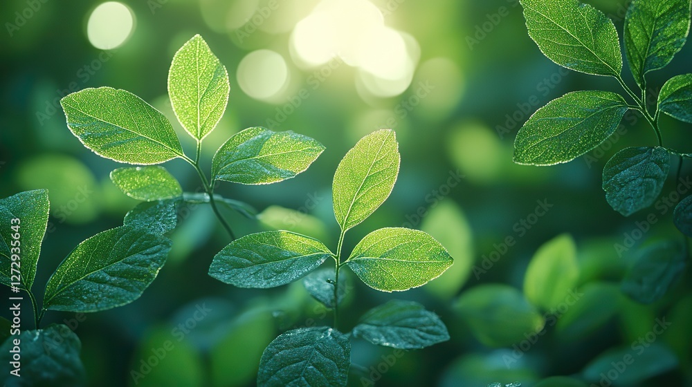 Poster green bokeh background with soft light effects ideal for fresh and tranquil design projects featurin