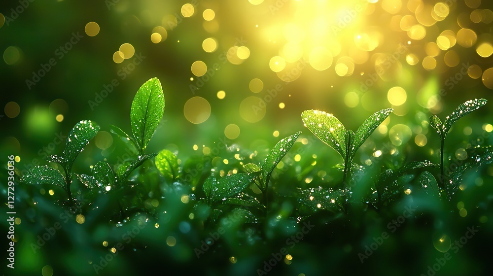 Aufkleber green bokeh nature abstract background vector illustration for fresh and serene design projects with