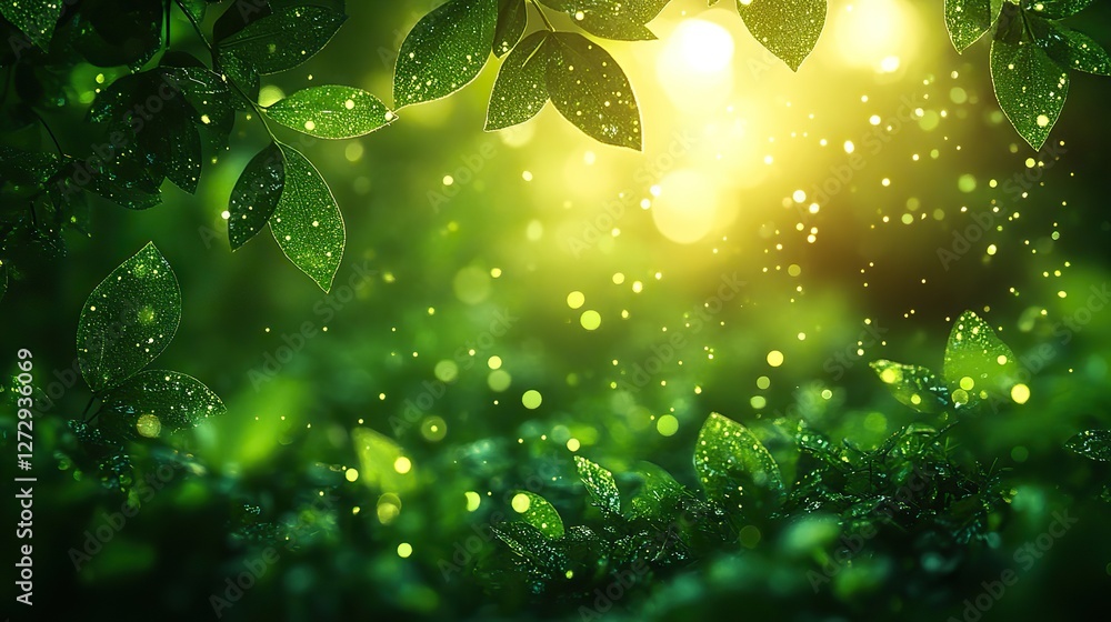 Poster green bokeh nature abstract background vector illustration for fresh and serene design projects with