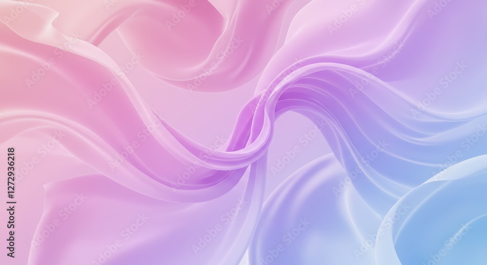 Poster an abstract arrangement of flowing pastel colored fabric with smooth textures and soft gradients