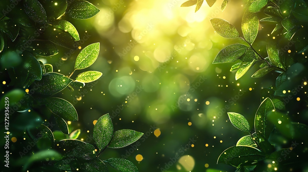 Aufkleber green bokeh nature abstract background vector illustration with soft light effects for fresh and ser