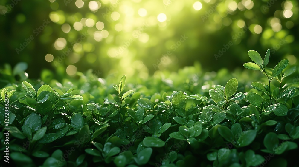 Poster green bokeh textured plain background with soft light effects for nature themed design projects idea