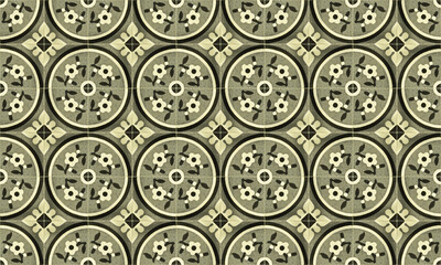 Used indoors and outdoors, tile vintage ceramic with seamless and geometric shapes