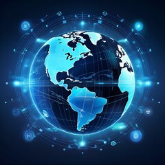 Fototapeta premium Blue global transportation technology interface