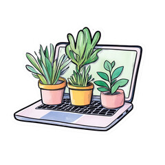 Laptop sticker, digital device doodle isolated on white transparent background